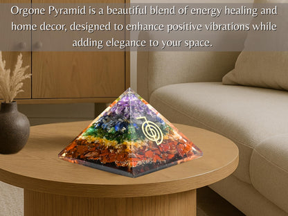 Amazing Gemstone Large Orgone Pyramid | Natural Chakra Pyramid Crystal | Reiki Orgonite Pyramid | Organ Pyramids Positive Energy Healing