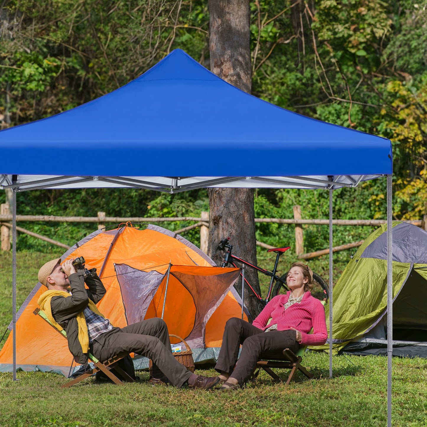 NEWBULIG 10x10 FT Pop Up Canopy, Heavy Duty Sun Shade, Portable Outdoor Shelter with Sand Bags for Camping/Beach/Backyard, Classic Blue