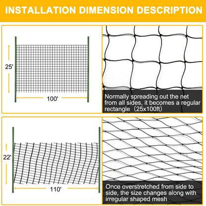 BSTPCOO Bird Netting 25'x100' with 2.4" Square Mesh Chicken Coop Nettings, Poultry Netting Heavy Duty Nylon Nettings, Hawk Net for Chicken Run, Deer Fence Garden Fruit Tree Net