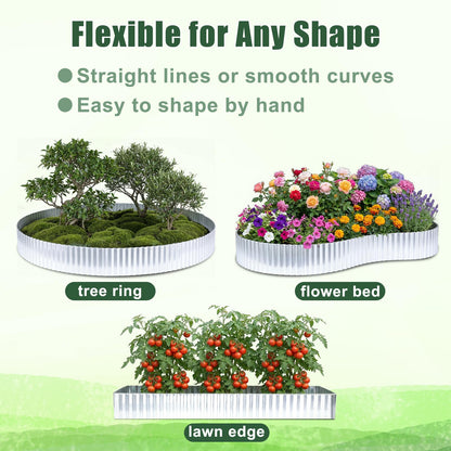 FEED GARDEN Heavy Duty Galvanized Steel Garden Edging 6 Inch x 40 Feet – Rust Resistant Metal Landscape Border, No-Dig Flexible Lawn Edging for Flower Beds, Yard & Walkways