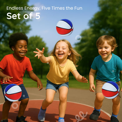 Botabee Indoor Basketball - Mini Basketball Set of 5 - Durable, Anti-Slip Grip 7" Mini Basket Balls for Indoor, Outdoor Play - Inflatable Toys for Pop Arcade - Soft, Bouncy Sports Rubber Playing Ball