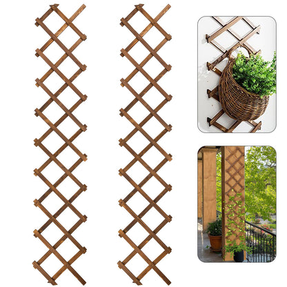 Pack of 2 Extra Thick Wooden Wall Trellis- Expandable Wall Planter Lattice Panels for Climbing Plants, Hanging Vertical Plant Support Fence Frame Outdoor Indoor for Balcony Patio Garden Room