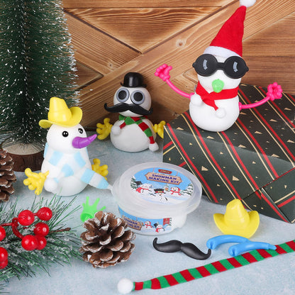 Aneco 12 Pack Christmas Build Snowman Modeling Clay Christmas DIY Craft Kit Air Dry Snowman Decorating Kit Winter Snowman Gift Toys for Christmas Holiday Decorations