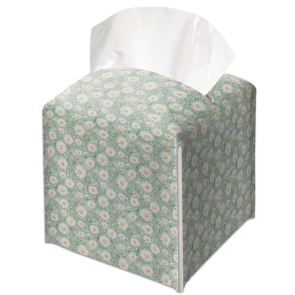 Daisy Sage Floral Decorative Leather Tissue Box Cover - Tissue Box Holder Gifts for Women Family and Friends Funny Unique Home Decor Decorative for Kids Room Kitchen Bathroom Office - A08