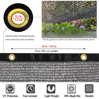 Junkogo 40% Shade Cloth for Garden 14X20Ft, Plant Shade Cloth for Greenhouse, Sunblock Mesh Tarp for Garden Plants, Vegetables, Flowers, Cucumbers,Lettuce, Tomatoes, UV Resistant.