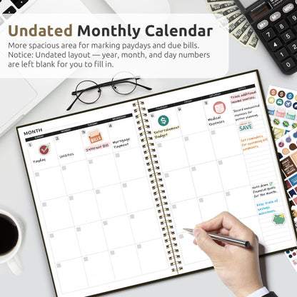 Aesthetic Budget Planner - Monthly Finance Planner with Expense Tracker, Undated Bill Organizer, Budget Notebook to Manage Your Finances, Account Budget Book - Wild Rose