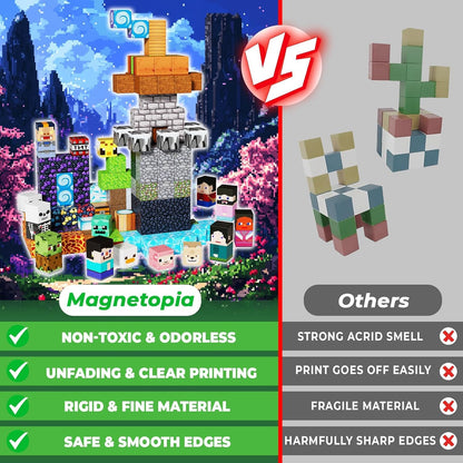 Magnetic Blocks - 150PCS Magnetic Building Blocks Cubes Adventurer, Magnet Toys for Kids Age 3+, Toy Building Set for Kids, Magnet Construction Easter Birthday Gifts for Boys Girls Age 4-8, 8-12