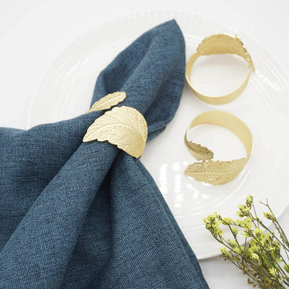 Utalek Gold Leaf Napkin Rings Set of 12, Leaves Napkin Rings for Table Setting, Metal Leaf Napkin Holder Rings for Holiday Party,Wedding, Banquet, Formal or Casual Dinning Table Decor (Gold)