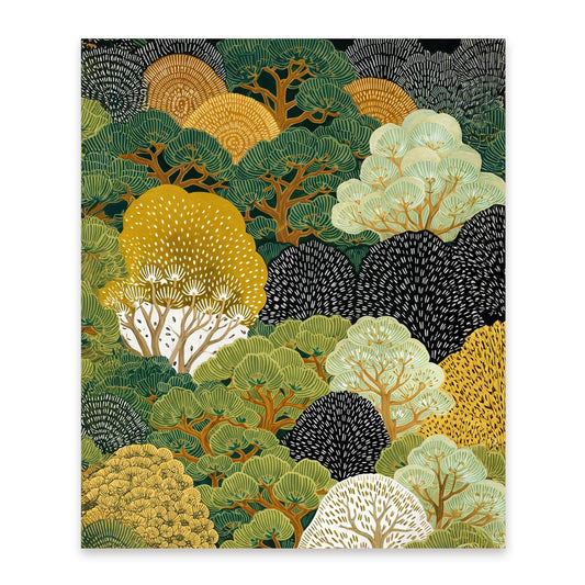 FOPENEM Vintage Japanese Kyoto Forest Diamond Painting Kit for Adults Beginners 9.8x11.8 Inch, Whimsical Japandi Nature Landscape Gem Diamond Painting Art Kits for Home Wall Decor