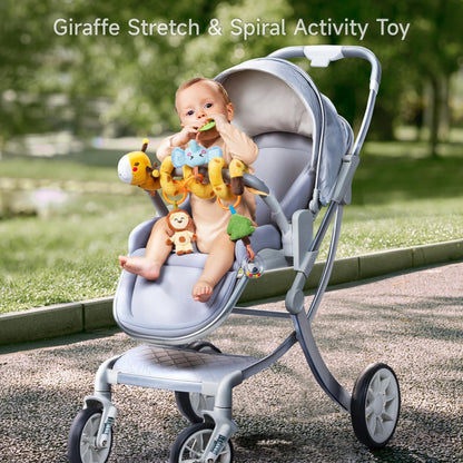 TUMAMA KIDS Spiral Car Seat & Stroller Activity Toy - Giraffe Textured Play Activity Toy for Sensory Exploration and Engagement, Ages 0 and Up
