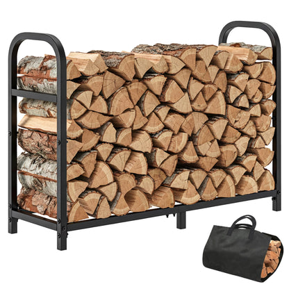 suchown 34 Inch Firewood Rack Outdoor with Log Carrier Bag, Indoor Fire Wood Holder, Metal Heavy Duty Log Holder, Rustproof Firewood Storage Tool for Fireplace Patio Deck