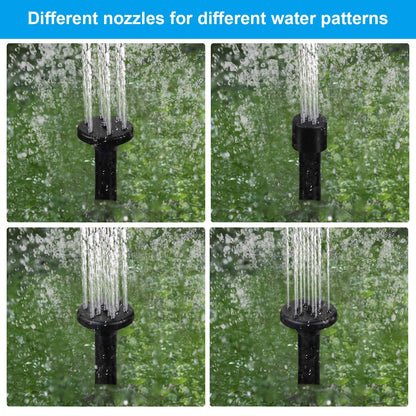 Mudder Solar Powered Garden Pond Fish Tank Water Pump 1. 8w with 4 Nozzle & 3. 2 ft Silicone Tubing - Black, Plastic, Above Ground Solar Powered Water Pump for Bird Bath Ponds, Fish Tanks, Gardens