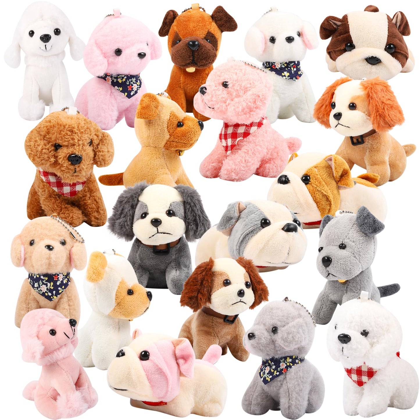 Niceup 24PCS Adopt a Puppy Party Favors Kids Mini Plush Dog Non-candy Easter Basket Stuffers Bulk Stuffed Animals Dog Paw Adoption Pet Doll Toys Birthday Party Goodie Bag Fillers Classroom Reward Gift