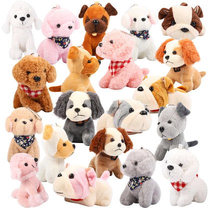 Niceup 24PCS Adopt a Puppy Party Favors Kids Mini Plush Dog Non-candy Easter Basket Stuffers Bulk Stuffed Animals Dog Paw Adoption Pet Doll Toys Birthday Party Goodie Bag Fillers Classroom Reward Gift
