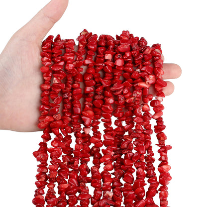 ZHIYUXI 400pcs Red Turquoise Beads 5-8mm Healing Crystals Gemstones for Bracelet Making Irregular Stone Bead for Jewelry Making DIY Craft 2 Strands