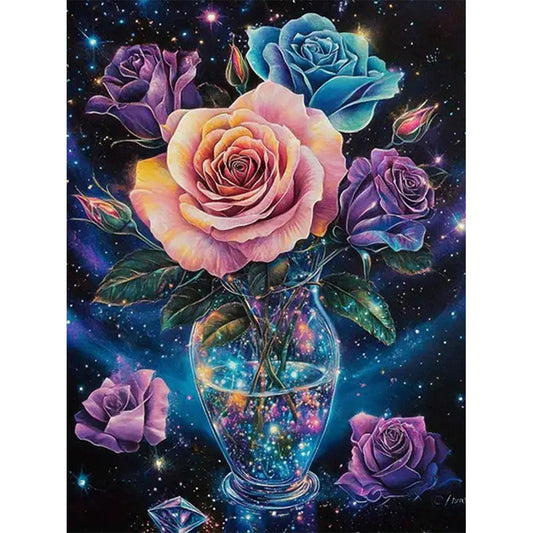 Huacan Diamond Art Kits for Adults Flower AB Drills Diamonds Painting Kit Rose Flowers DIY Full Round Drill Paintings for Home Wall Decor Picture Size 12 * 12 Inch