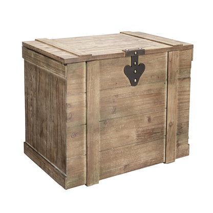 Household Essentials Antiqued Decorative Trunk, Large, Chinese Fir Panel and MDF, Smooth Backing and Metal Hinge Accent, Flat Top and Stay-Open Lid