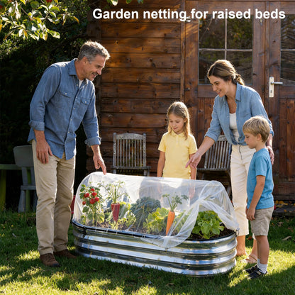 2 Pack Garden Netting for 4×2 FT Raised Beds, Fine Mesh Insect & Bird Barrier with Drawstring, Garden Bed Cover for Vegetables, Flowers & Herbs