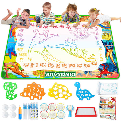 Jasonwell Aqua Water Doodle Mat 60x40 Inches Large Magic Drawing Doodling Mat Coloring Mat Educational Toys Christmas Birthday Gifts for Kids Toddler Boys Girls Age 2 3 4 5 6 7 8 Year Old (Dinosaur)