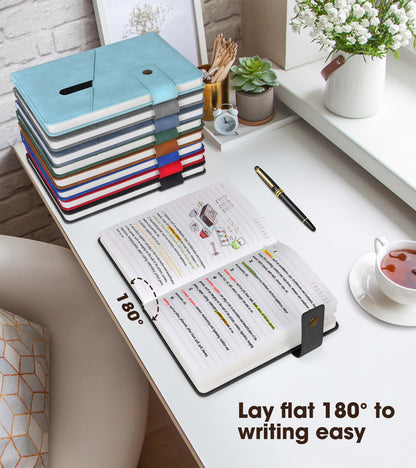 vfaejll A5 Lined Leather Journal Notebook,Hardcover Journal Set with Pen and Gift Box,100Pages 100gsm Thick Ruled Paper Daily Diary for Men Women School,Travel,Business,Work,Writing 5.9" X 8.4"