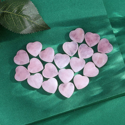 QINJIEJIE 20PCS Rose Quartz Thick Heart Crystals Stones Love Shaped Gemstones Pocket Palm Crystal Bulk Gifts Polished Thumb Stones Set Worry Stone Reiki Energy Balancing Meditation Stocking Stuffers Gift Bulk