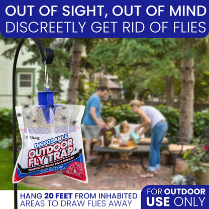 Fly Traps Outdoor Fly Trap for Patio. 9 Non-Toxic Pre-Baited Flies Bags Outdoor Disposable. Hanging Bug Catchers for All Filth Flies Killer for Outside Bug Control in Yard Horse Ranch Trash Can.