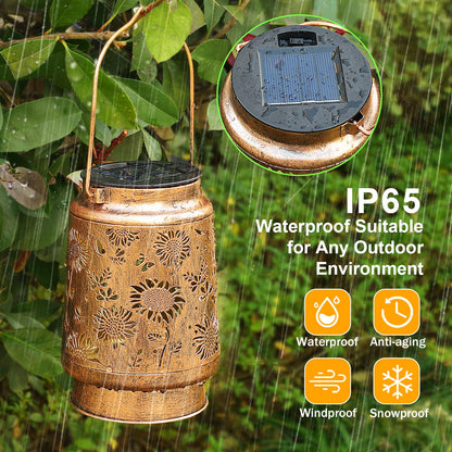 Sunflower Solar Lanterns Outdoor Waterproof, Mothers Day Gifts for Women Mom Grandma, Metal Hanging Lantern Solar Lights LED Decoration with Shepherd Hook Outside for Yard, Patio, Porch, Garden Decor