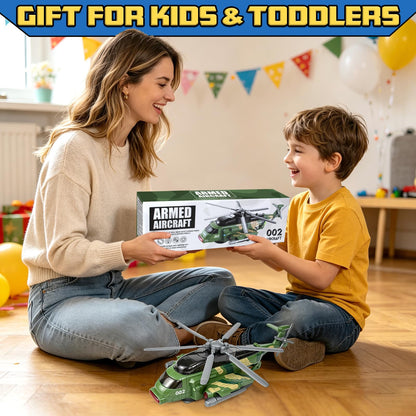 Bloolilies Helicopter Toy for Kids 3-5 6 7, Army Military Toy Helicopters with Lights and Music for Toddlers Birthday Gift, Bump and Go Airplane Toys for Boys Girls 3 4 5 6 7 Years Olds