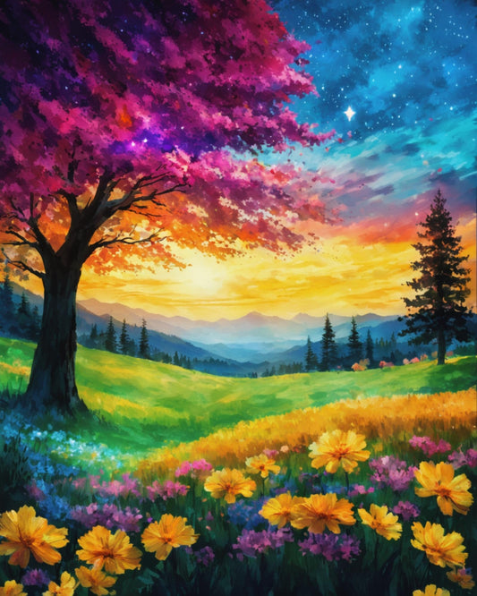 Paint By Numbers Kit For Adults, Scenery Paint By Numbers,Tree Painting By Numbers For Adults, Diy Oil Painting For Kids, Without Frame Paint By Number On Canvas For Gift Home Wall Decor(16x20inch)
