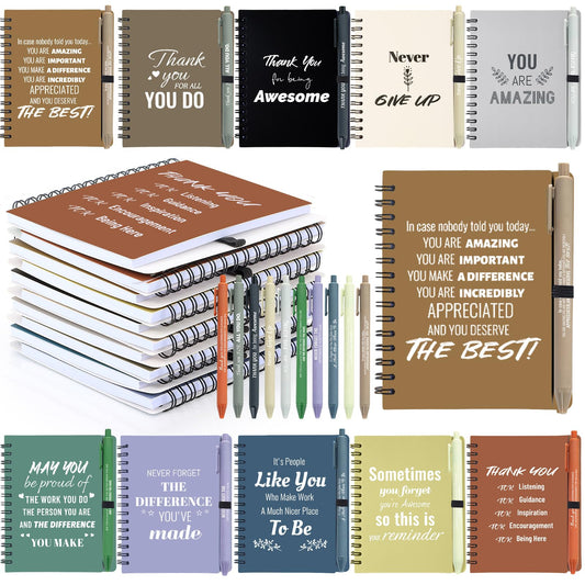 10 Sets/20 Pcs Employee Appreciation Gifts Bulk – Inspirational Notebooks with Motivational Pens, Small Notepads for Coworkers, Office Staff, Team, Volunteer, Nurse, Teachers, Housekeeping (Boho)