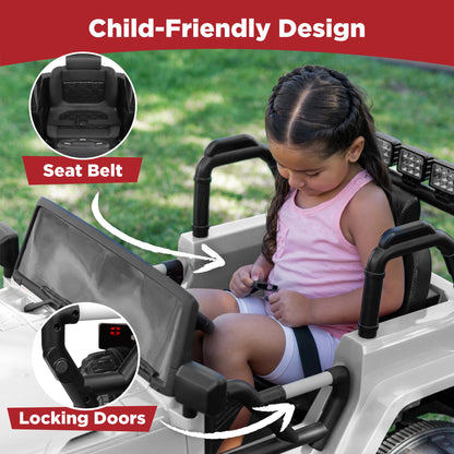 Best Choice Products Jumbo 12V Kids Electric Vehicle Toy Ride On Car with Parent Remote Control for Toddlers, Seat Harness, 65 lb Weight Capacity, Spring Suspension, 3.7 MPH Max Speed - White