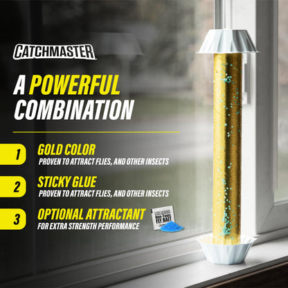 Catchmaster Gold Stick Fly Trap 4-Pk, Bug & Fruit Fly Traps for Indoors & Outdoors, Premium Adhesive Mosquito, Gnat, & Bug Catcher, Insect Killer, Bulk Pest Control for Home