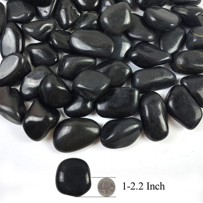 SHIZWU 1-2.2 Inch High Decorative Black River Rocks, 5LB Polished Stones, Pebbles for Landscaping, Fish Tank, Garden, Vase Filling Pebbles, Outdoor Decorative River Rocks