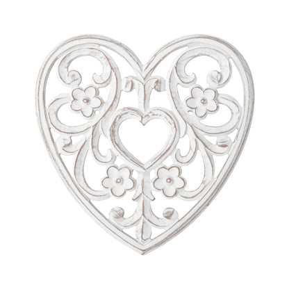 JFY Designs Wall Medallion - Wooden Wall Decor, Hand Carved & Embossed Decorative Wall Sculpture, Boho Farmhouse Wall Art, Perfect for Home, Office or any Living Space - Heart