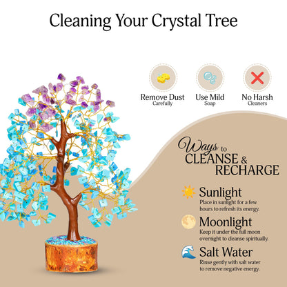 YATSKIA Amethyst and Turquoise Crystal Tree of Life - Crystal Decor - Spiritual Gifts - Crystals Gifts for Women - Gemstones and Crystals