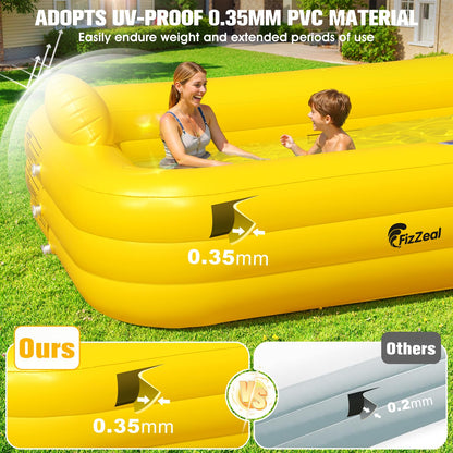 FizZeal Inflatable Pool with Lights,Solar Duck Inflatable Swimming Pool for Kid,Blow Up Pool for Adults,Large Inflatable Kiddie Pool,Durable Thickened Family Inflatable Kid Pool for Backyard 100*63*22