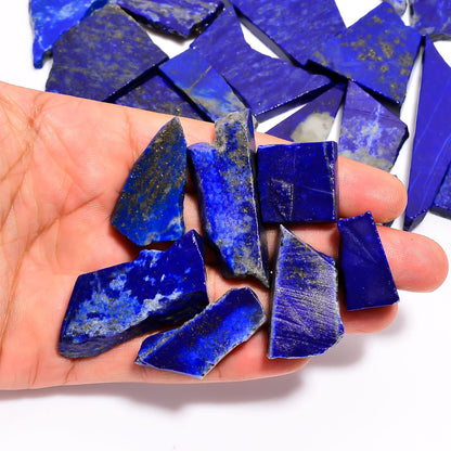 Natural Lapis Lazuli Raw Slice Gemstone- Healing Crystals for DIY Jewelry Making -Loose Natural Cabochon -Perfect for Crafting Unique Jewelry Designs (5 pcs, 25-35 mm)