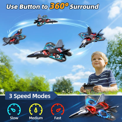 MSKOLER Foam Remote Control Airplane for Kids 8-12, 2.4 GHz RC Plane with Colorful Lights, 360° Flips & Stunt Roll, RC Airplane Toy for Boys and Girls Ages 8-16, Boy Toy for Kids and Adults