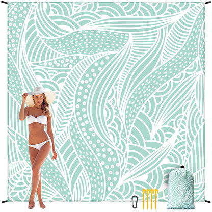 HIHOHO Beach Blanket, Sandproof Beach Mat, Waterproof Quick Drying Lightweight Outdoor Aztec Picnic Mat 79" X 83"/120"x108" for 2-8 Adults for Travel, Camping, Hiking