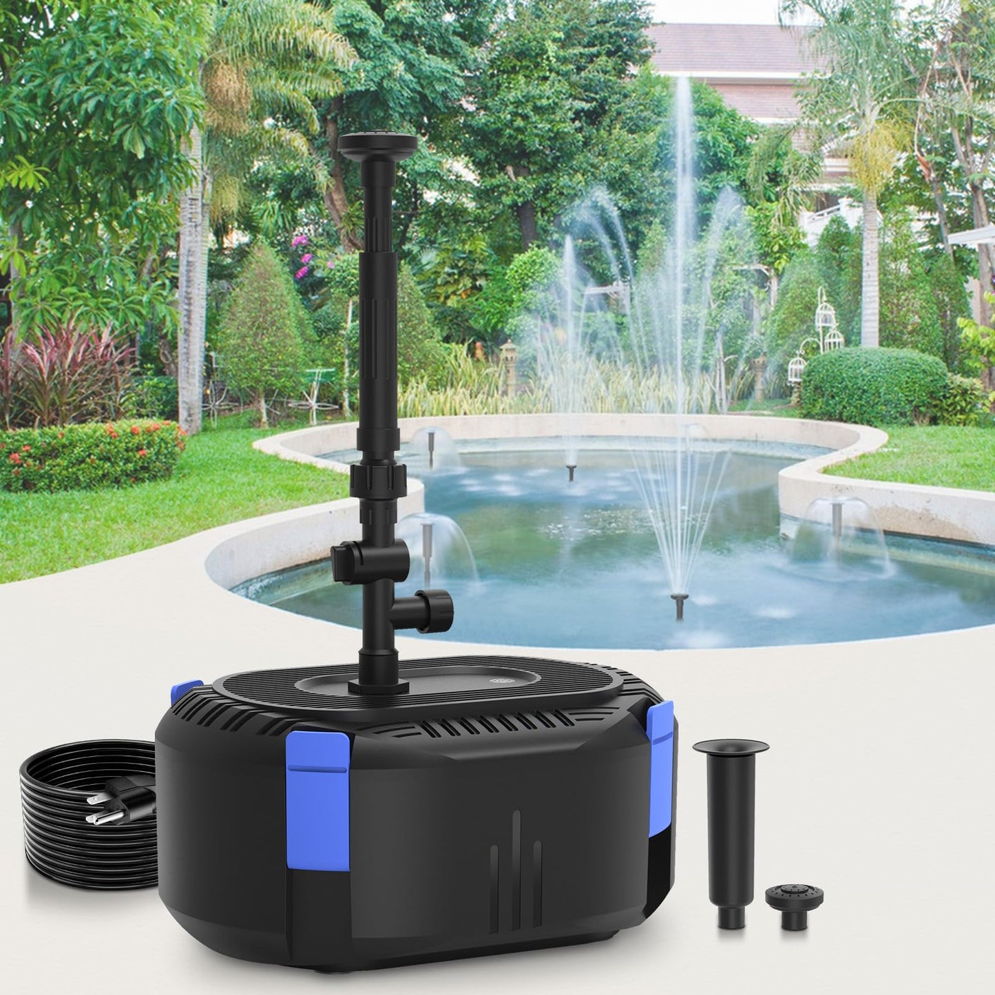 AquaMiracle Pond Filter with Pump Fountain Kits | 400GPH Pond Filter with Pond Pump & Fountain Kit | 3 Spray Patterns | Water Feature | Koi Pond Filters for Outdoor Ponds 200-350 Gal