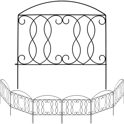 BRAVE SNAIL Decorative Fence 24in x 12ft 6 Piece Metal Garden Fence Extra Thick Wire Outdoor Patio Rustproof Fencing Animal Barrier