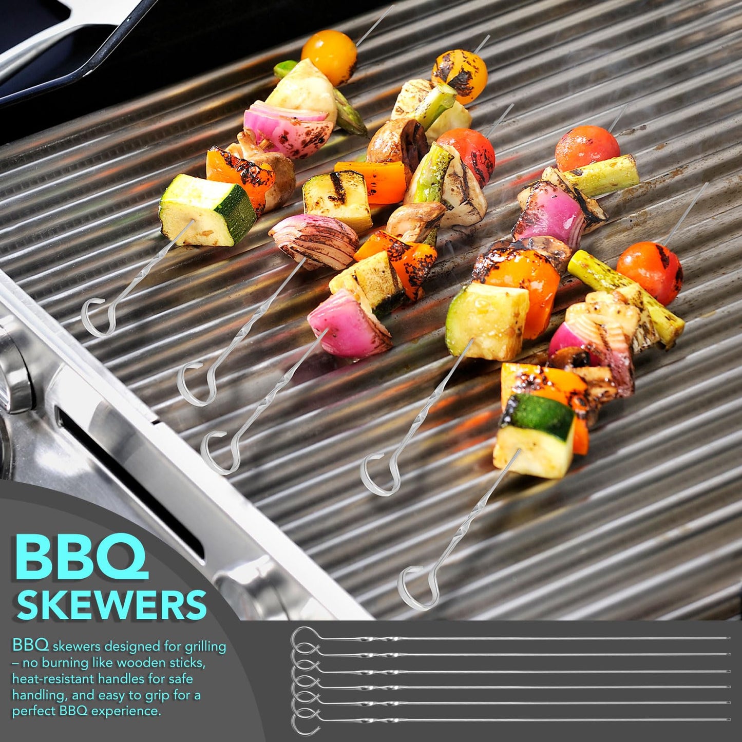 XSSIVE 5-Piece Grill Tools Set, Heavy Duty BBQ Utensils with Extra Tough Wire Brush, Spatula, Tongs, Fork & Basting Brush – Outdoor Grilling Accessories & Gifts for Men Dad (Camping, Backyard)