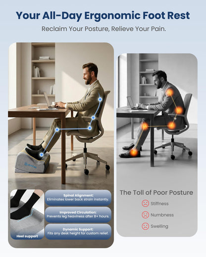 Comfier Under Desk Foot Rest at Work with Graphene Fast Heat Cloth,Ergonomic Heated Foot Stand with 2 Heights & 3 Heat & 3 Vibration,Heel Support for Back,Leg Pain Relief,Office Home,Gift Men,Women
