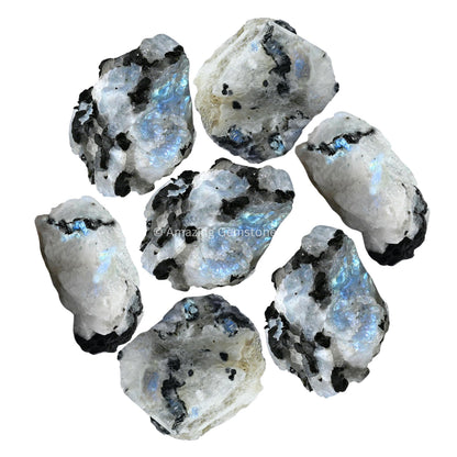 Amazing Gemstone Rainbow Moonstone Raw Crystals and Healing Stones, Natural Rocks for Tumbling and DIY Raw Stones and Crystals (1 lb)