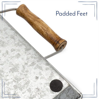 AuldHome Design Galvanized Farmhouse Trays (Set of 2, Small & Medium); Farmhouse Decor Rectangular Trays w/Handles
