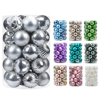 AMS 2.36''/60mm 34ct Christmas Ball Large Ornaments Party Decorations Shatterproof Festival Pendant Hangings for Xmas Tree Decor (60mm, Sivler)