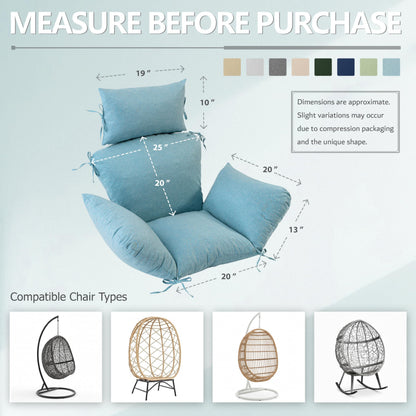 Honorbox Egg Chair Cushion with 8 Securing Straps, Water-Repellent & Fade-Resistant Faux Linen, Removable Cover, Replacement Cushion for Most Single Outdoor Hanging Swing Egg Chairs – Teal
