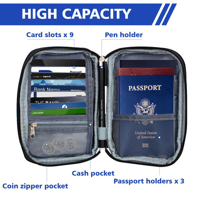 Passport Holder for Travel Women Men RFID Blocking Passport Wallet Waterproof Lightweight Document Organizer Pouch Bag Zipper Portable Case for Cards, ID, Money (White, 6.9"x4.5")