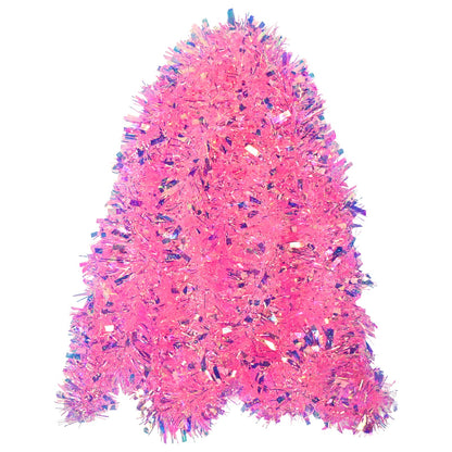 JXITON 20ft/6m Pink Christmas Tinsel Garland Iridescent Metallic Twisted Hanging Garland with Star for Chistmas Tree Fireplace Home Decoration