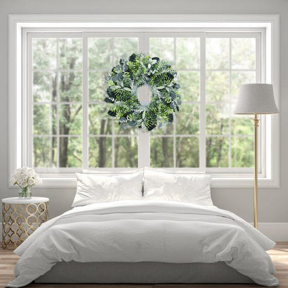 24'' Hello Door Wreath 24inch Boxwood Wreath Farmhouse Eucalyptus Flocked Lambs Ear Wreaths for Front Door Hanging Wall Window Party Decoration